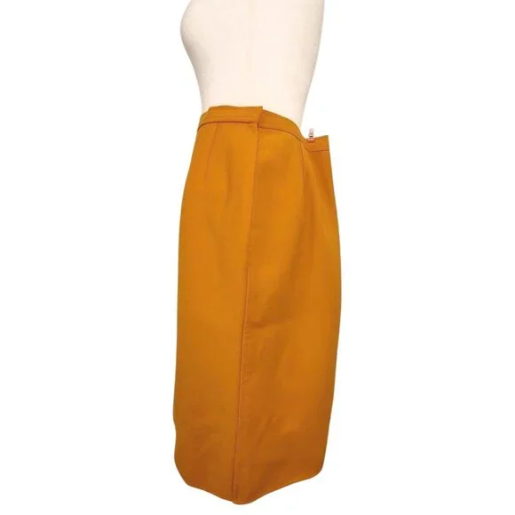 Oscar de la Renta Knee Length Wool Skirt Size 12 Burnt Orange / Rust - Picture 2 of 4